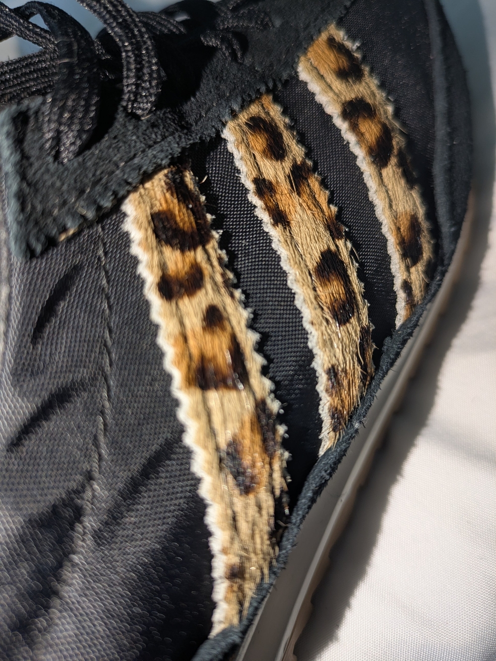 adidas Women's SL 72 OG Black Sneakers with Leopard Stripes - Picture 5 of 12